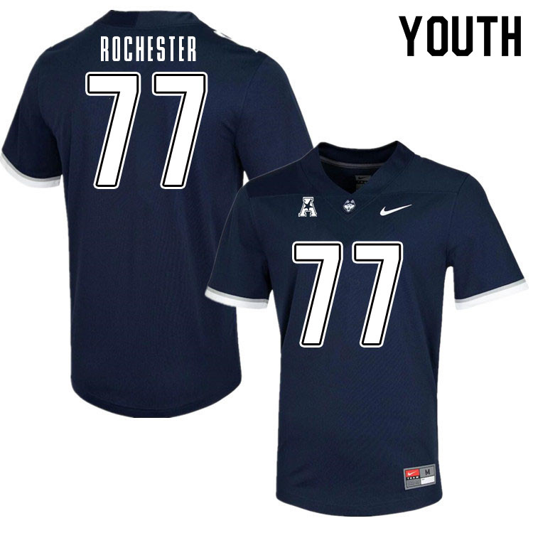 Youth #77 Robby Rochester Uconn Huskies College Football Jerseys Sale-Navy